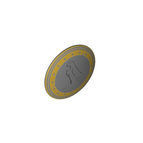 레고 부품 원형 방패 원더우먼 Dark Bluish Gray Minifigure, Shield Round with Rounded Front with Eagle Outline and Gold Trim Pattern 6139814
