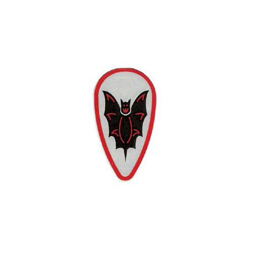 레고 부품 방패 박쥐군 난형 Light Gray Minifigure, Shield Ovoid with Black and Red Bat on Silver Background Pattern