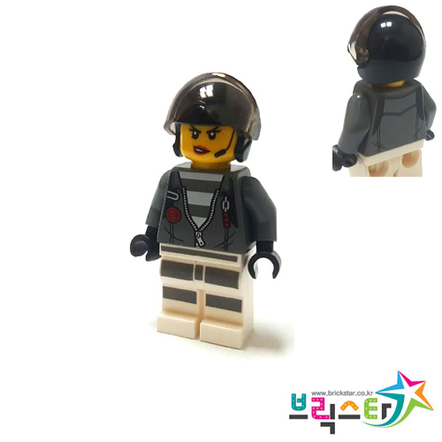 레고 시티 피규어 여자 탈옥수 Sky Police - Jail Prisoner Jacket over Prison Stripes, Female Black Helmet