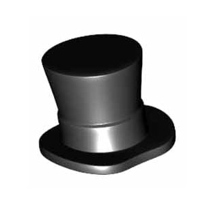 레고 부품 작은 모자 악세사리 검정색 Black Minfigure Top Hat with Pin Attachment