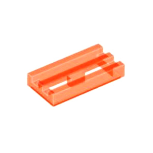 레고 부품 변형 타일 투명 네온 오렌지 Trans-Neon Orange Tile, Modified 1 x 2 Grille with Bottom Groove / Lip 6124829