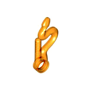 레고 부품 무기 채찍 뱀모양 투명 오렌지 Trans-Orange Minifigure, Weapon Whip Bent with Snake Head and Pin Hole 6001583